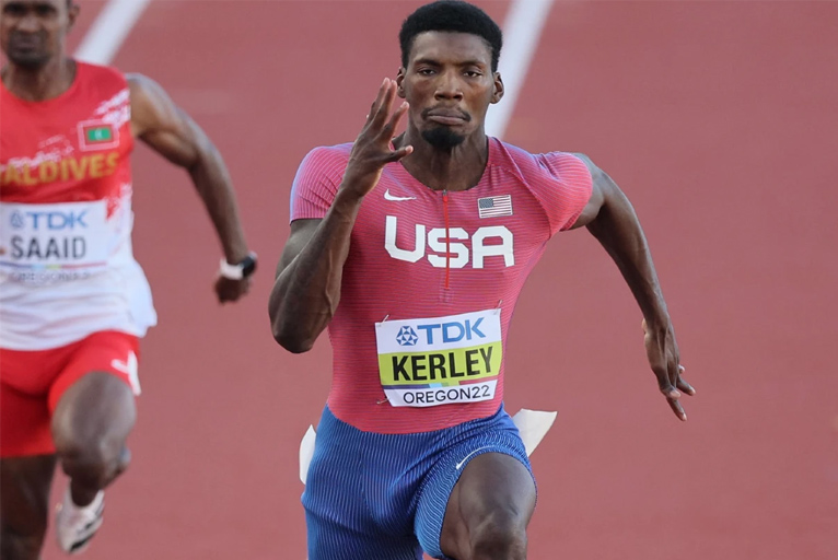 Kerley running in the World Championship